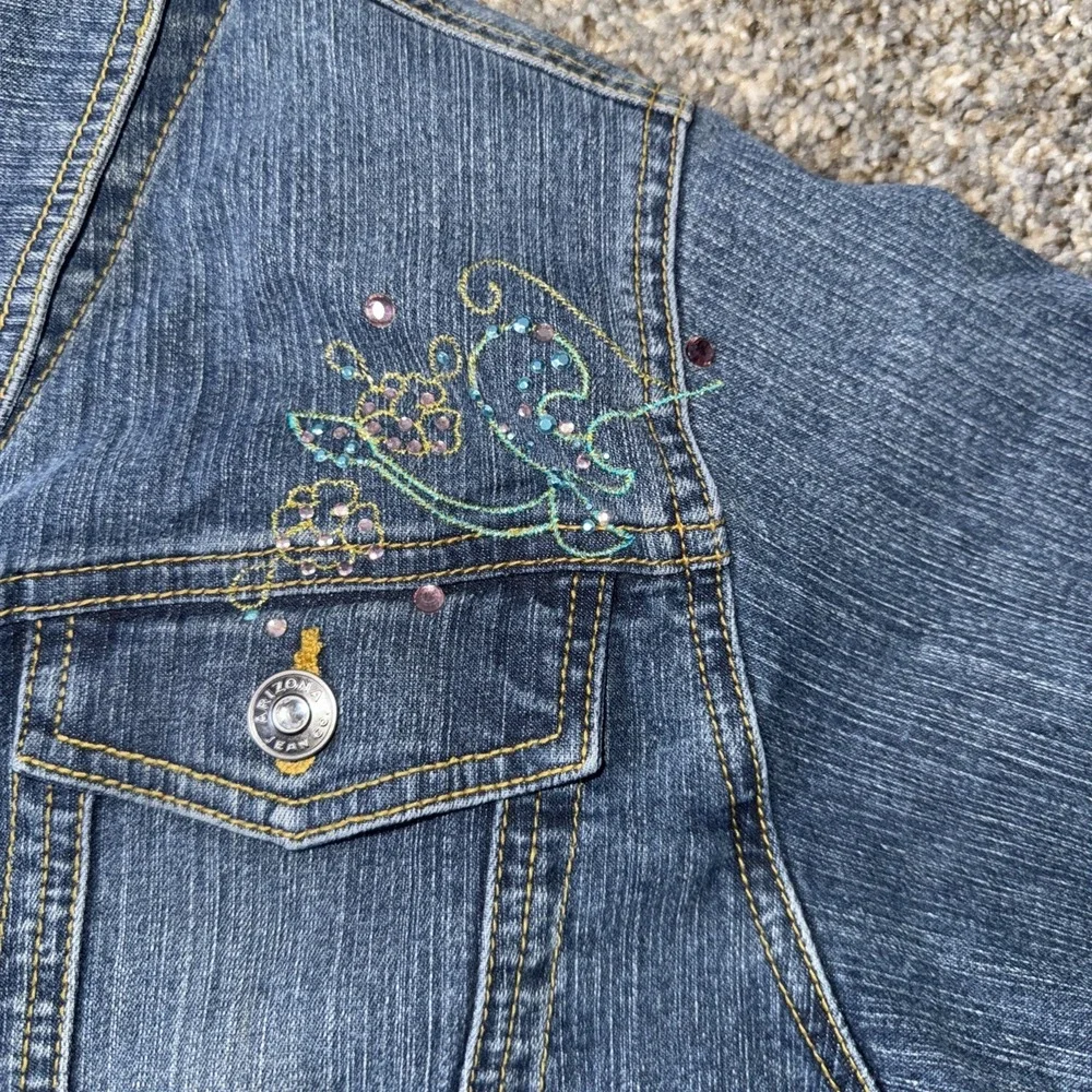 Juniors Denim Jean Jacket Size XXL Blue Embroidered Arizona Jean Company B0018